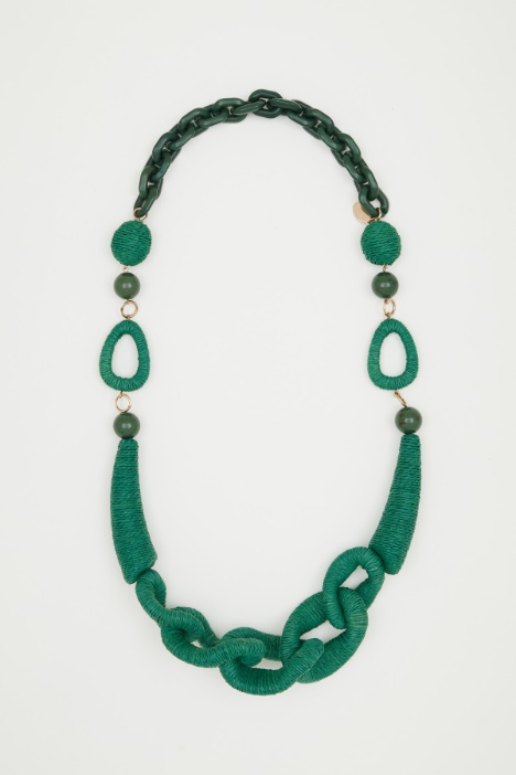 Straw and resin necklace Intrend