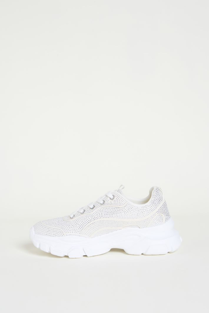 Rhinestone-embellished technical fabric trainers Intrend - 3