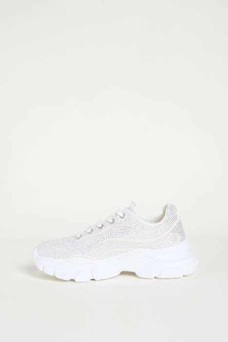 Zapatillas de tejido técnico con pedrería