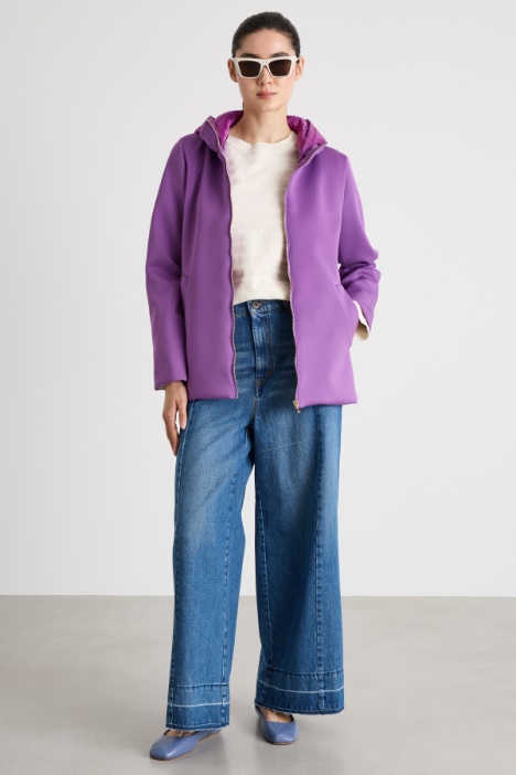 Giaccone con cappuccio in raso