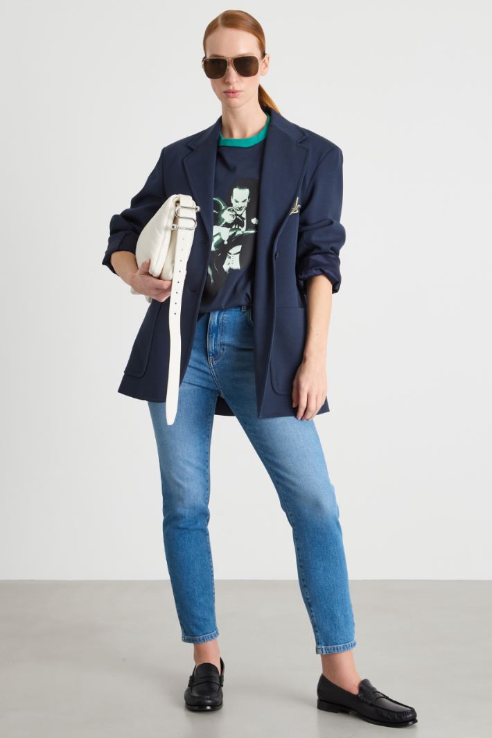 Blazer in jersey con ricamo Intrend