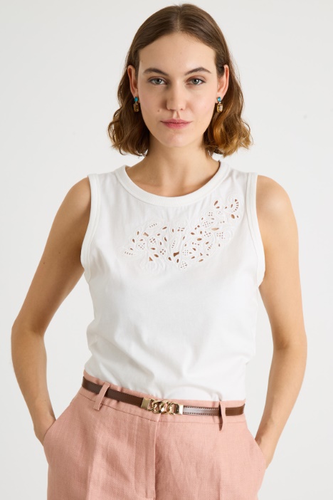 Broderie Anglaise Jersey Top Intrend