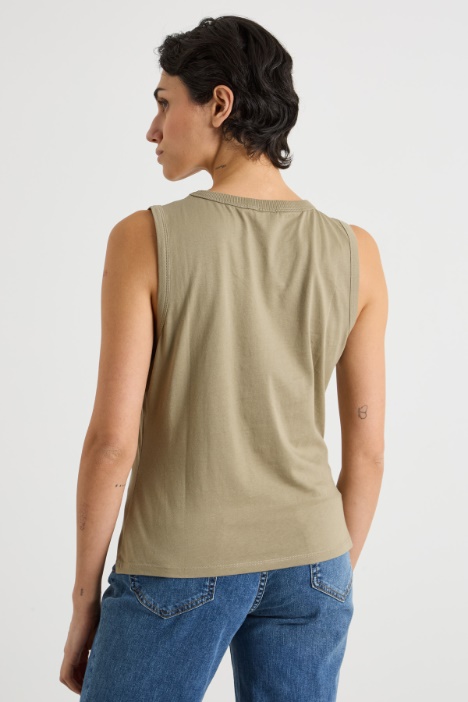 Top in jersey con ricamo sangallo