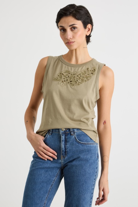 Broderie Anglaise Jersey Top Intrend