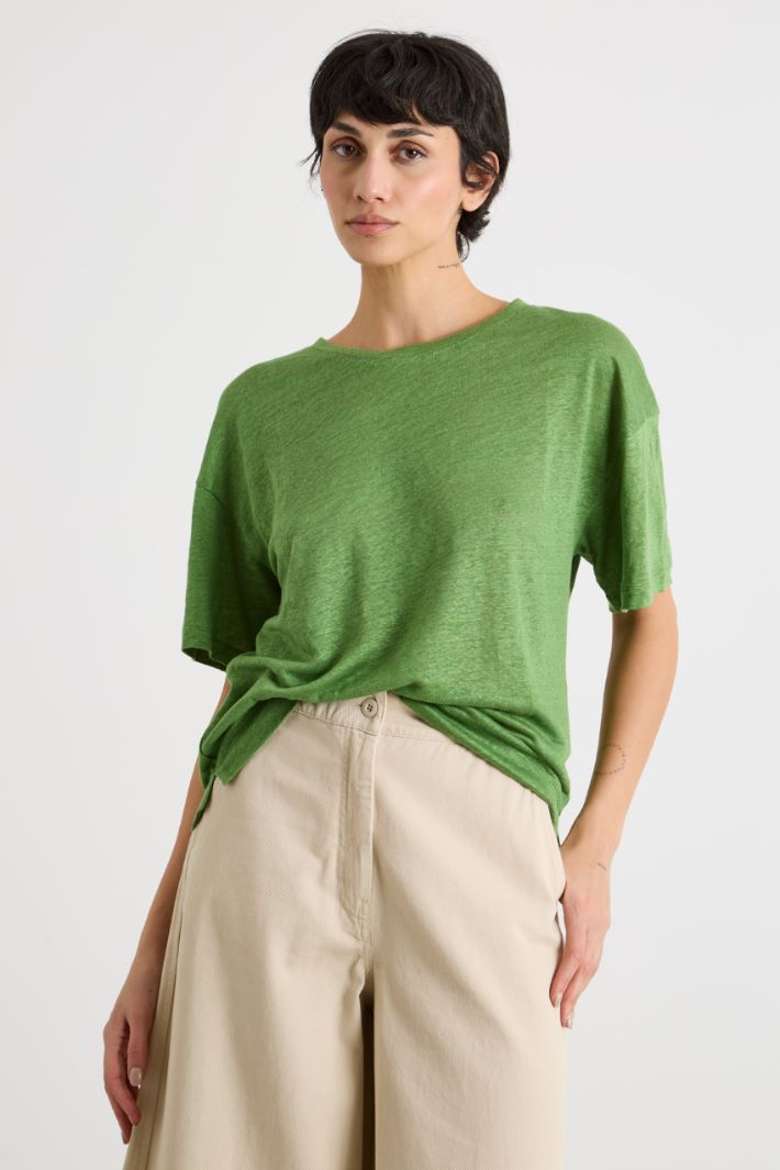 Dropped-shoulder linen-jersey T-shirt Intrend - 2