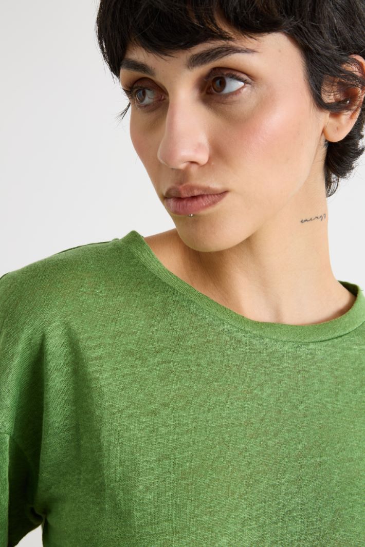 Dropped-shoulder linen-jersey T-shirt Intrend - 3