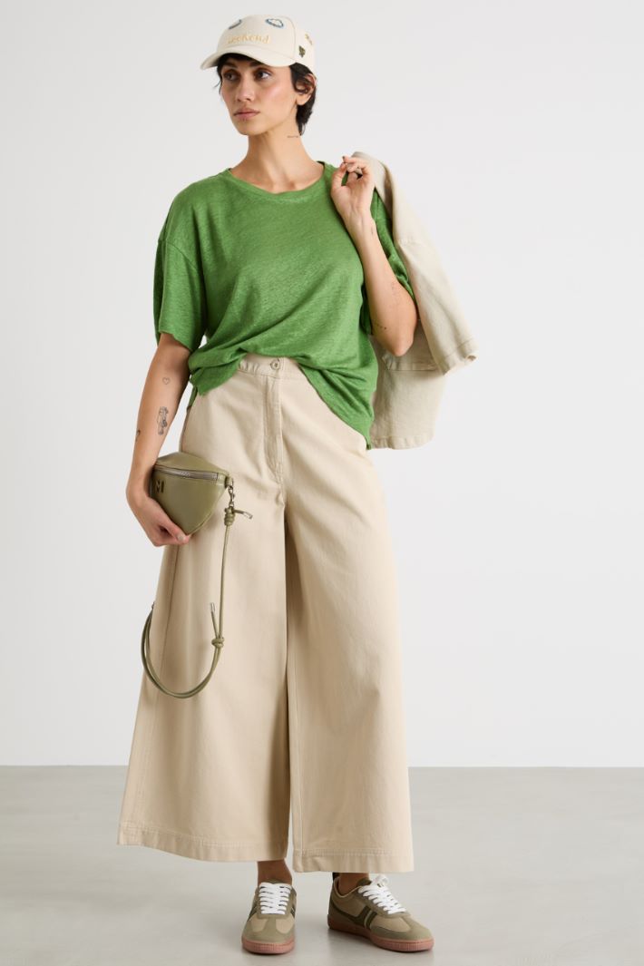 Dropped-shoulder linen-jersey T-shirt Intrend