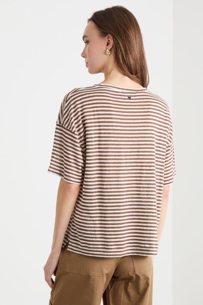 Dropped-shoulder linen-jersey T-shirt Intrend - 4