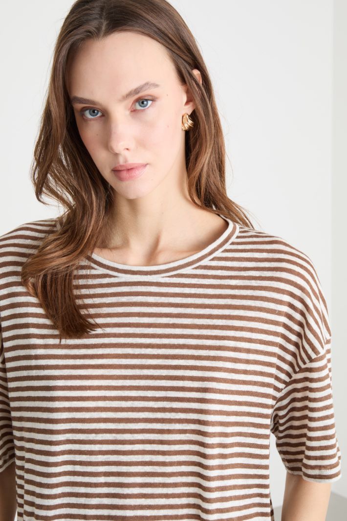 Dropped-shoulder linen-jersey T-shirt Intrend - 3