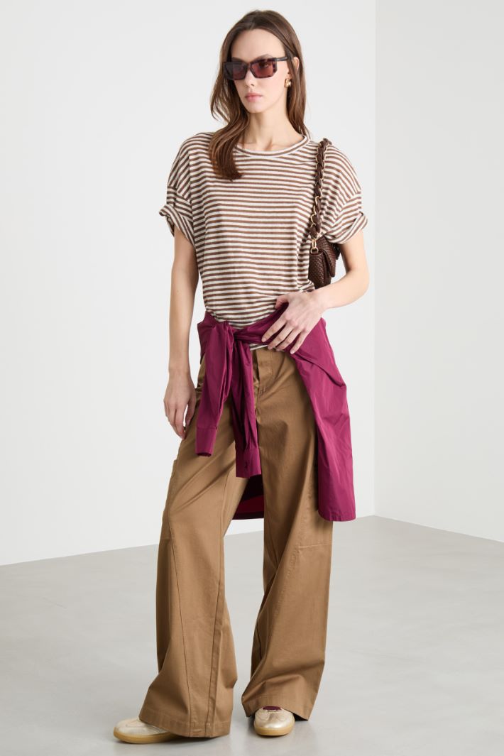 Dropped-shoulder linen-jersey T-shirt Intrend