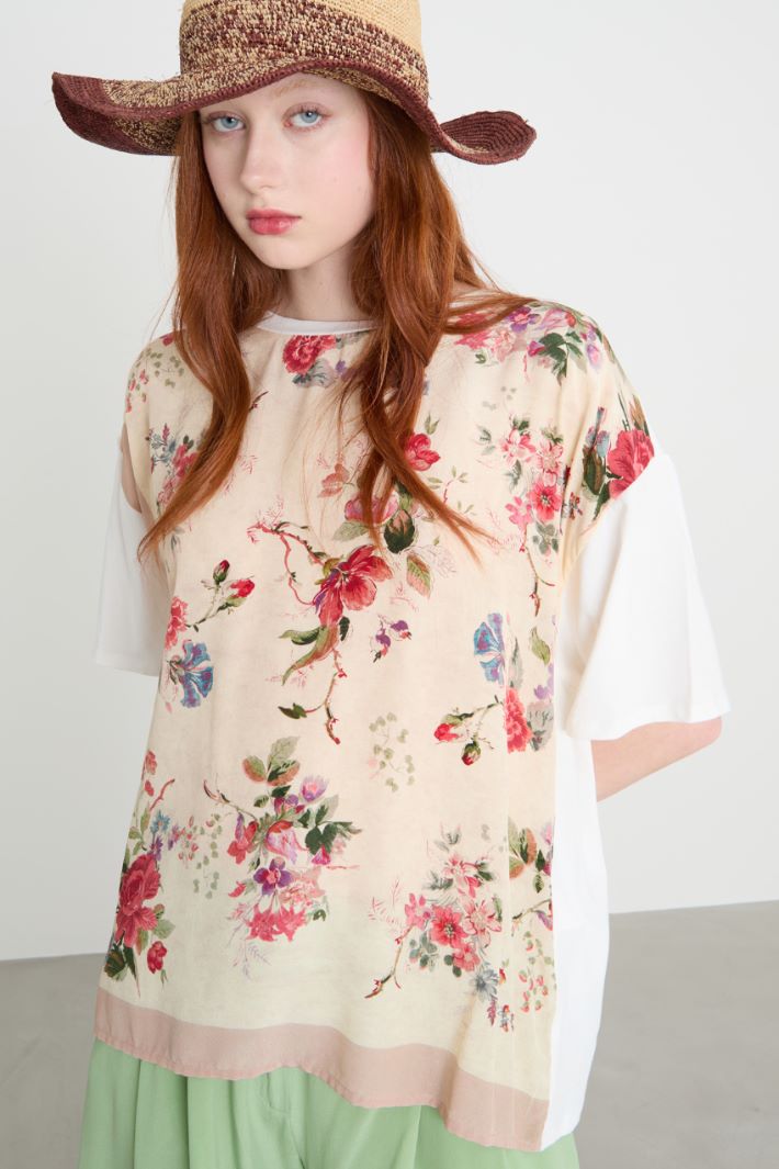 Printed silk and jersey T-shirt Intrend - 2
