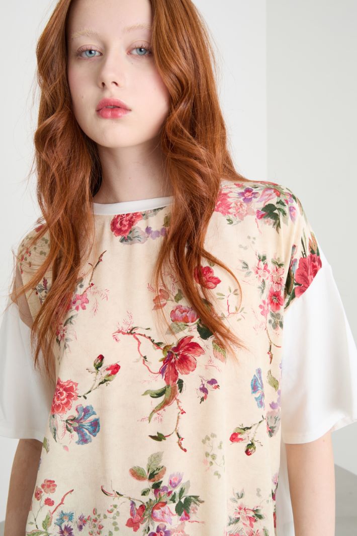 Printed silk and jersey T-shirt Intrend - 3