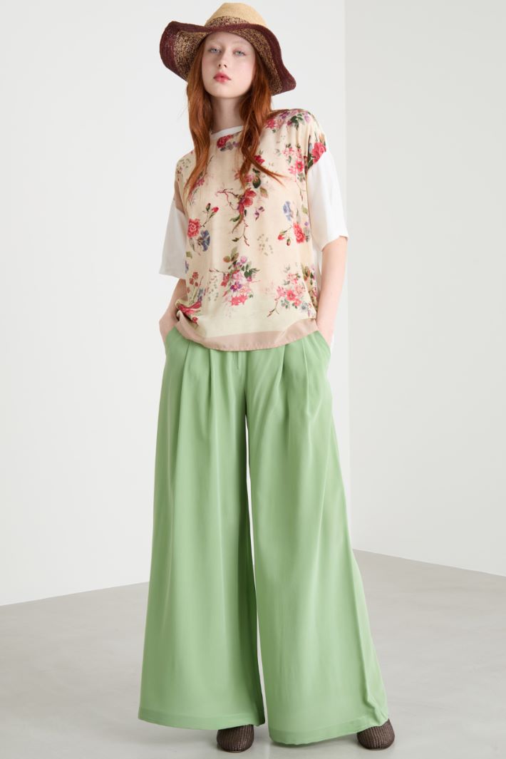 Printed silk and jersey T-shirt Intrend