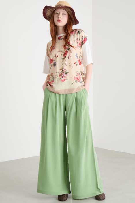 Printed silk and jersey T-shirt Intrend