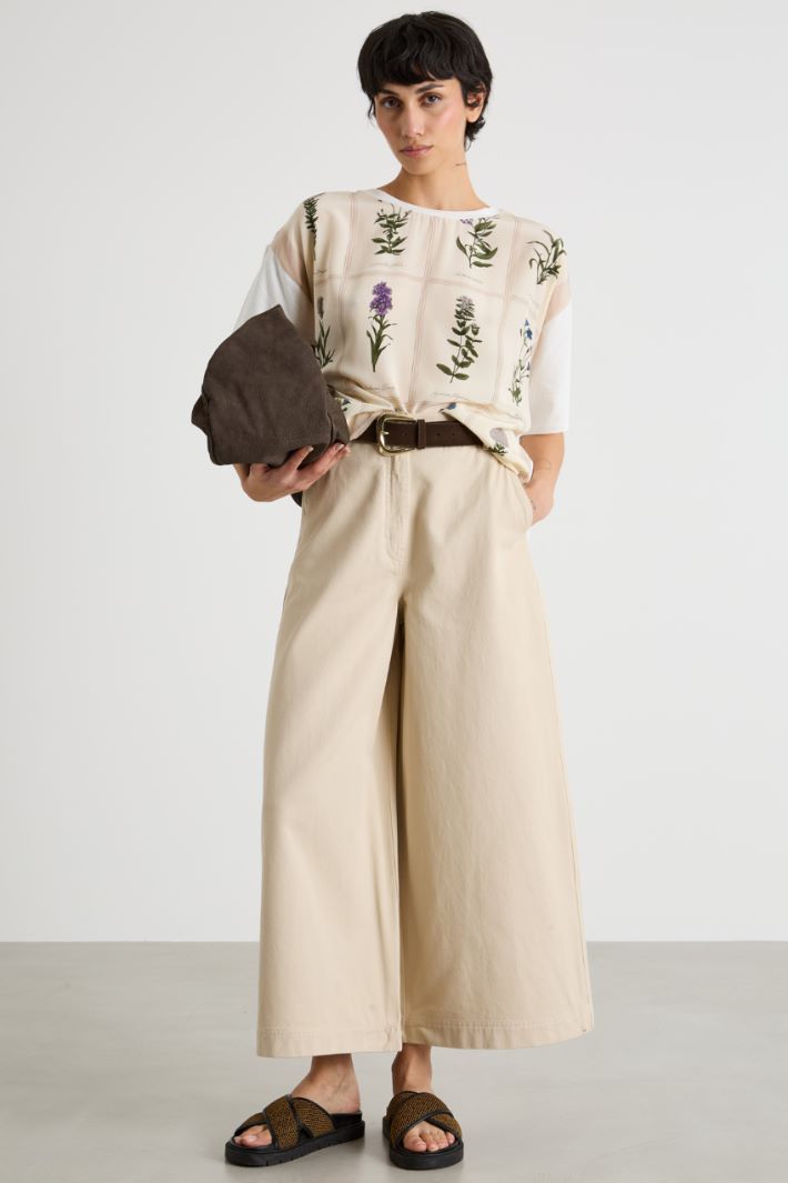 Printed silk and jersey T-shirt Intrend