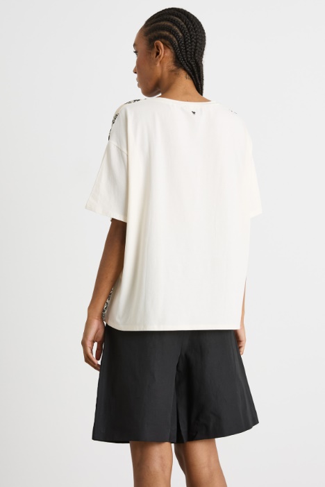 T-shirt bi-materiale stampata