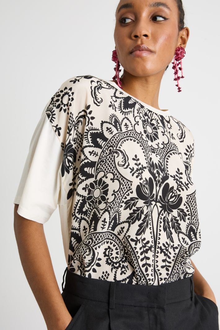 Printed silk and jersey T-shirt Intrend - 3