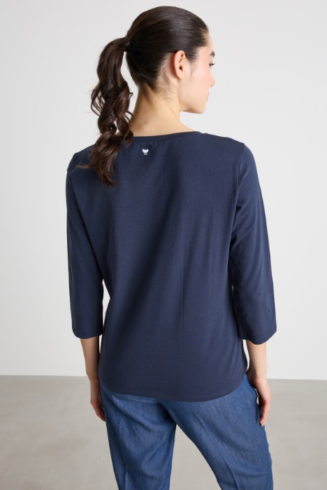 T-shirt in jersey con maniche a tre quarti