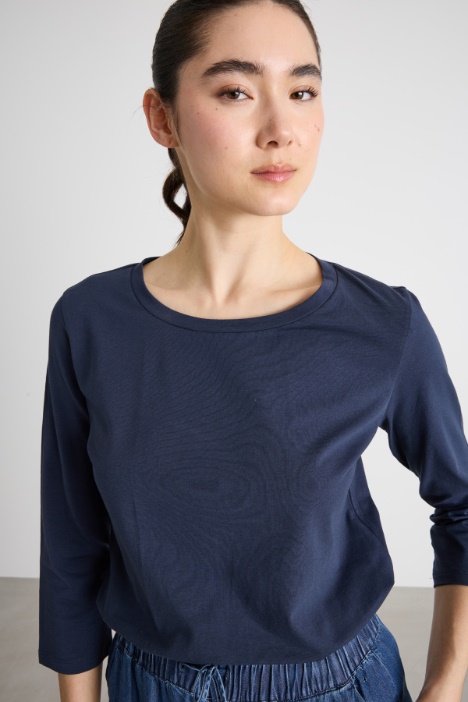 T-shirt in jersey con maniche a tre quarti