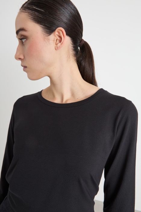 T-shirt in jersey con maniche a tre quarti