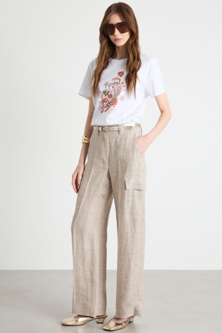 T-shirt con stampe e paillettes Intrend