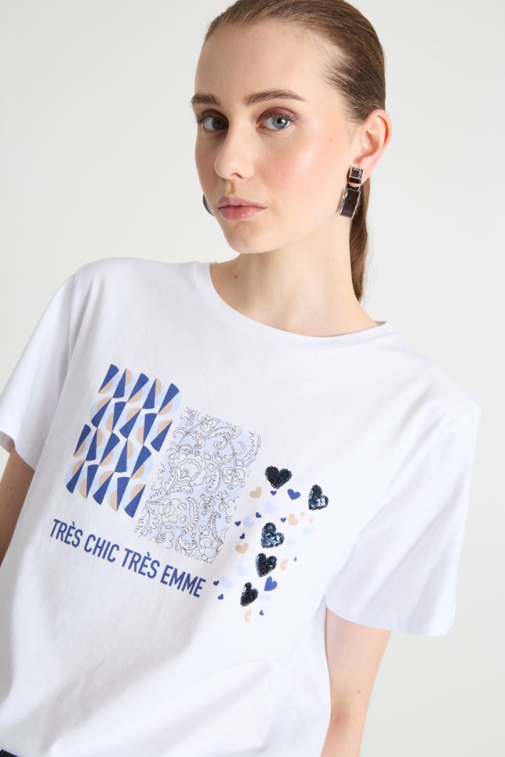Printed and sequinned T-shirt Intrend - 3