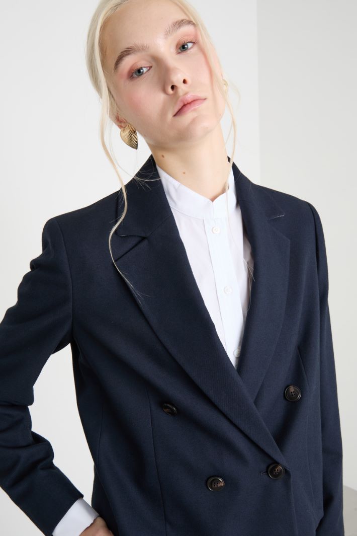 Cropped flannel blazer Intrend - 3