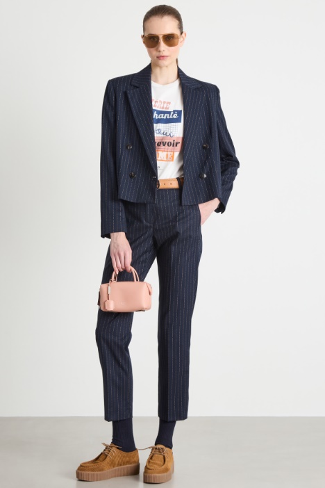 Blazer crop de franela Intrend