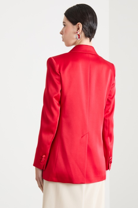 Blazer in raso con rever a lancia