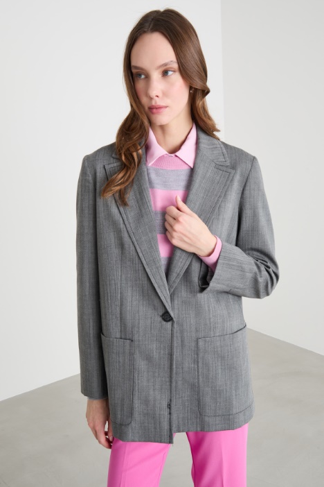 Straight-Cut Blazer with Patch Pockets Intrend