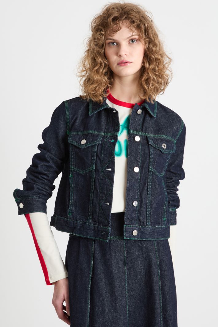 Contrast-stitch denim jacket Intrend - 2