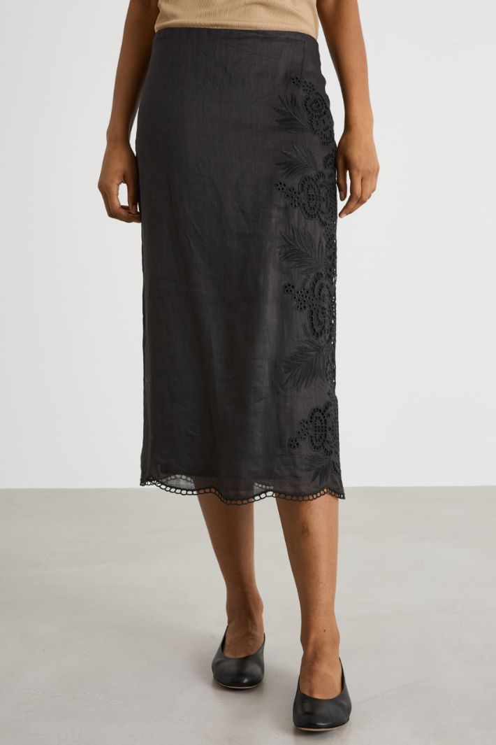 Ramie skirt with Broderie Anglaise Intrend - 2