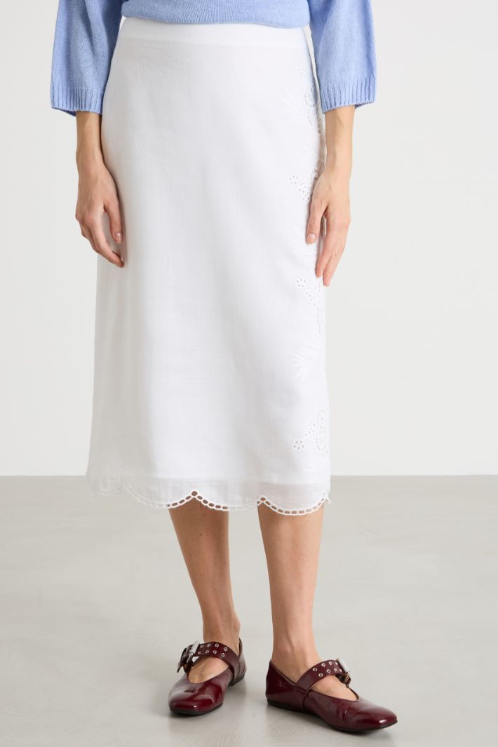 Ramie skirt with Broderie Anglaise Intrend - 2