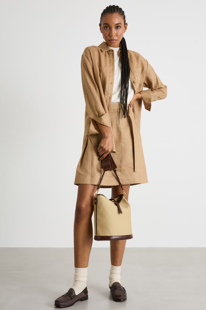 A-line linen canvas miniskirt Intrend