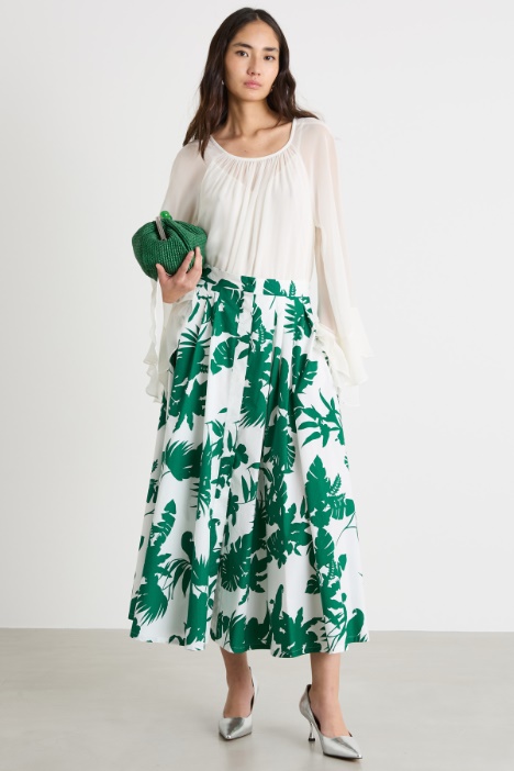 Printed poplin maxi skirt Intrend