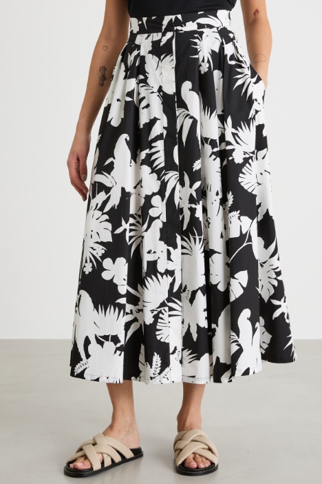 Maxifalda de popelina estampada