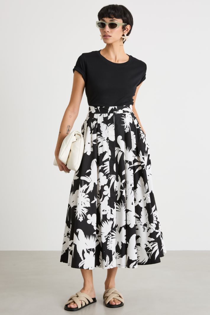 Printed poplin maxi skirt Intrend