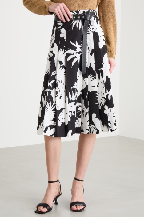 Gonna a pieghe in popeline