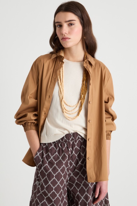 Voluminous-sleeve poplin shirt Intrend