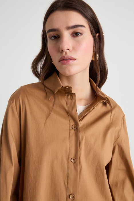 Camisa de popelina con mangas voluminosas