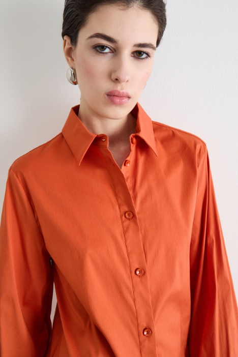 Camicia in popeline con maniche voluminose