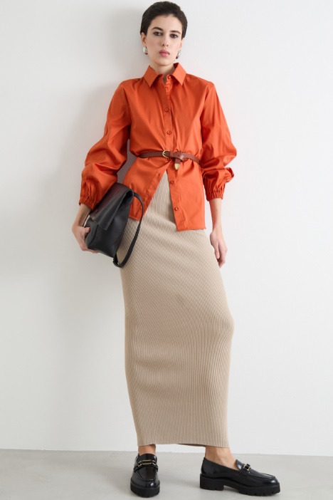 Voluminous-sleeve poplin shirt Intrend