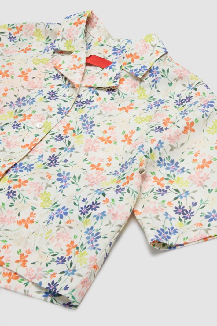 Floral Poplin Boxy Shirt Intrend - 3