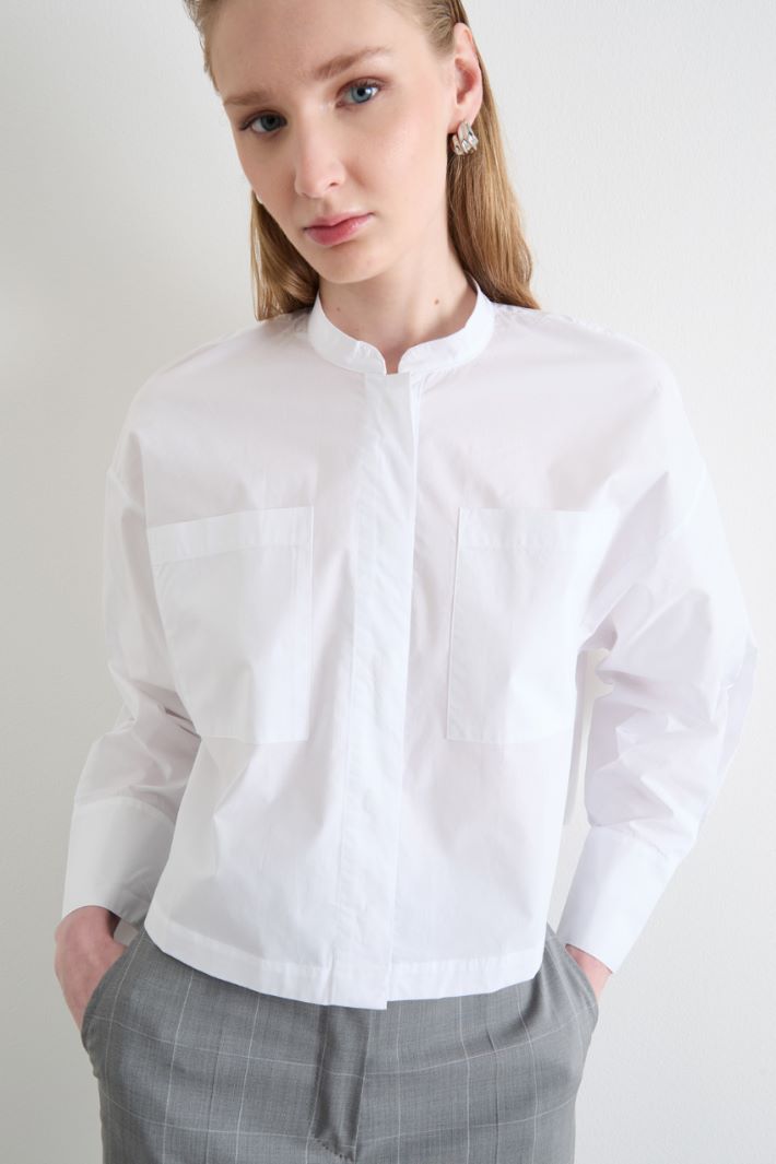 Cropped poplin shirt Intrend - 3