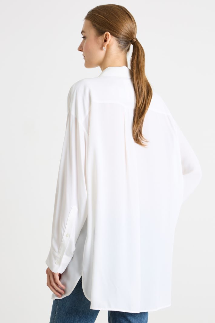 Longline Crepe de Chine Shirt Intrend - 4