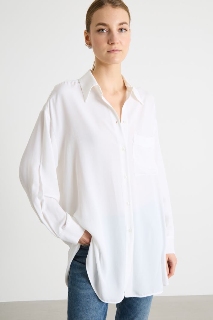 Longline Crepe de Chine Shirt Intrend - 2