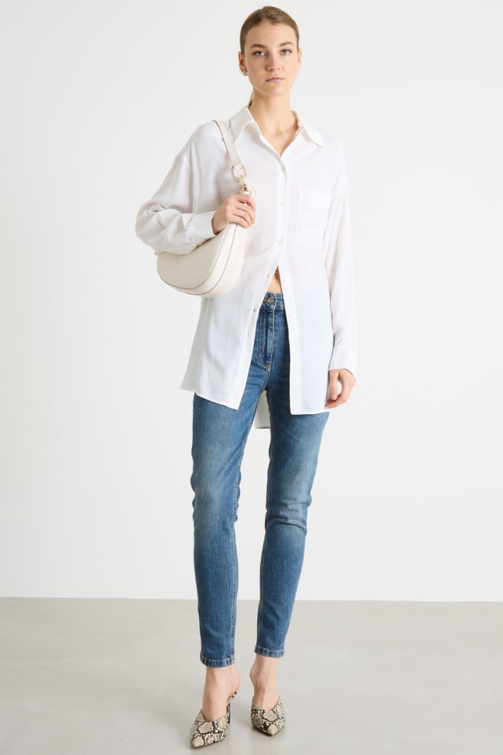 Longline Crepe de Chine Shirt Intrend