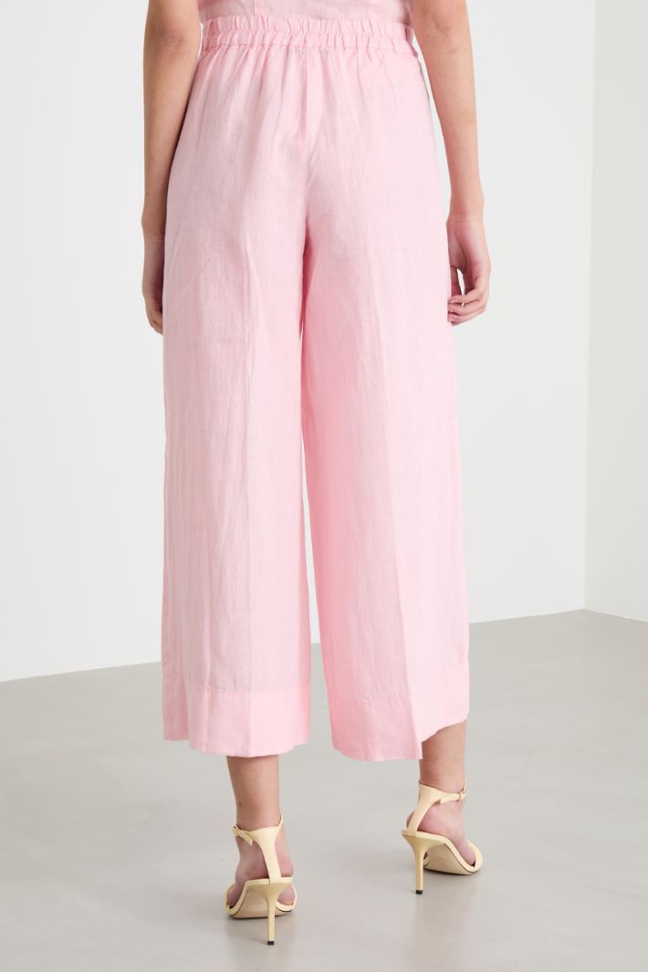 Wide-leg trousers in pure linen Intrend - 4