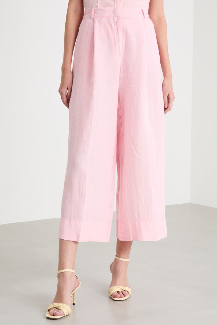 Wide-leg trousers in pure linen Intrend - 2
