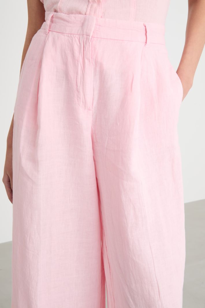 Wide-leg trousers in pure linen Intrend - 3